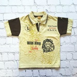 Wild Forest Animals Safari Lion Shirt Boys Sz 6